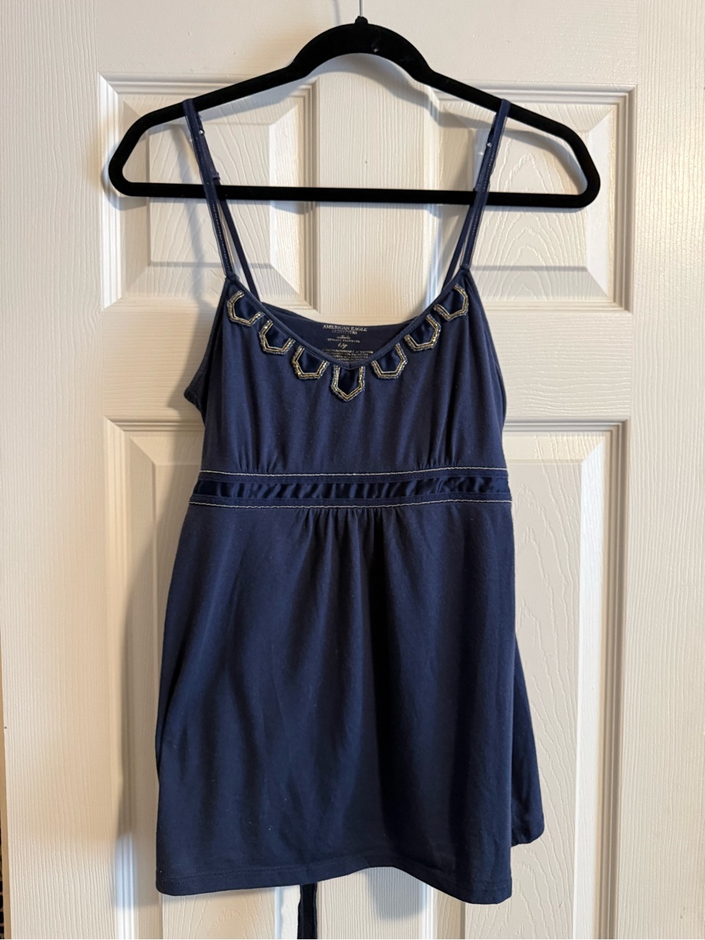 American Eagle Outfitters Navy Blue Embellished Tank Top